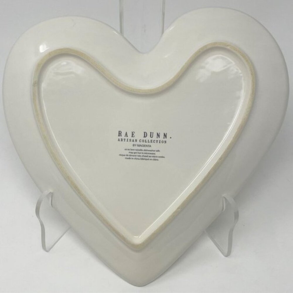 Rae Dunn Happily Ever After Heart Shaped Ceramic Plate - Picture 3 of 6